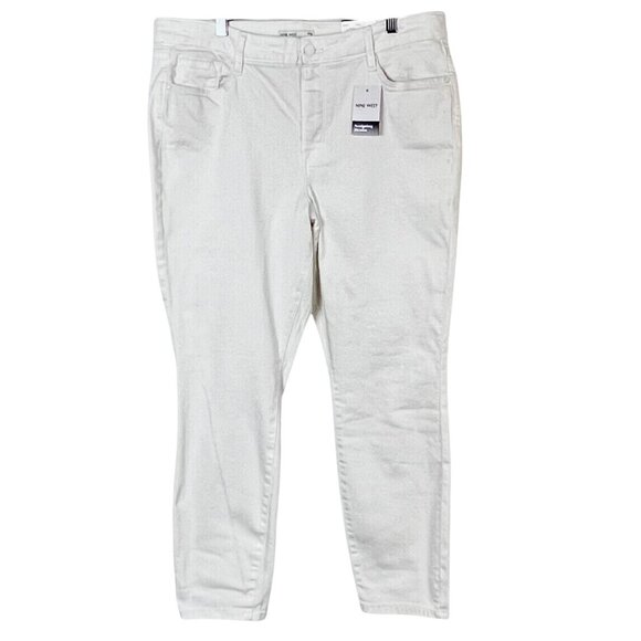 Nine West Womens Jeans Size 18 White Stretch High-Rise Skinny Sculpting Denim - Picture 1 of 16